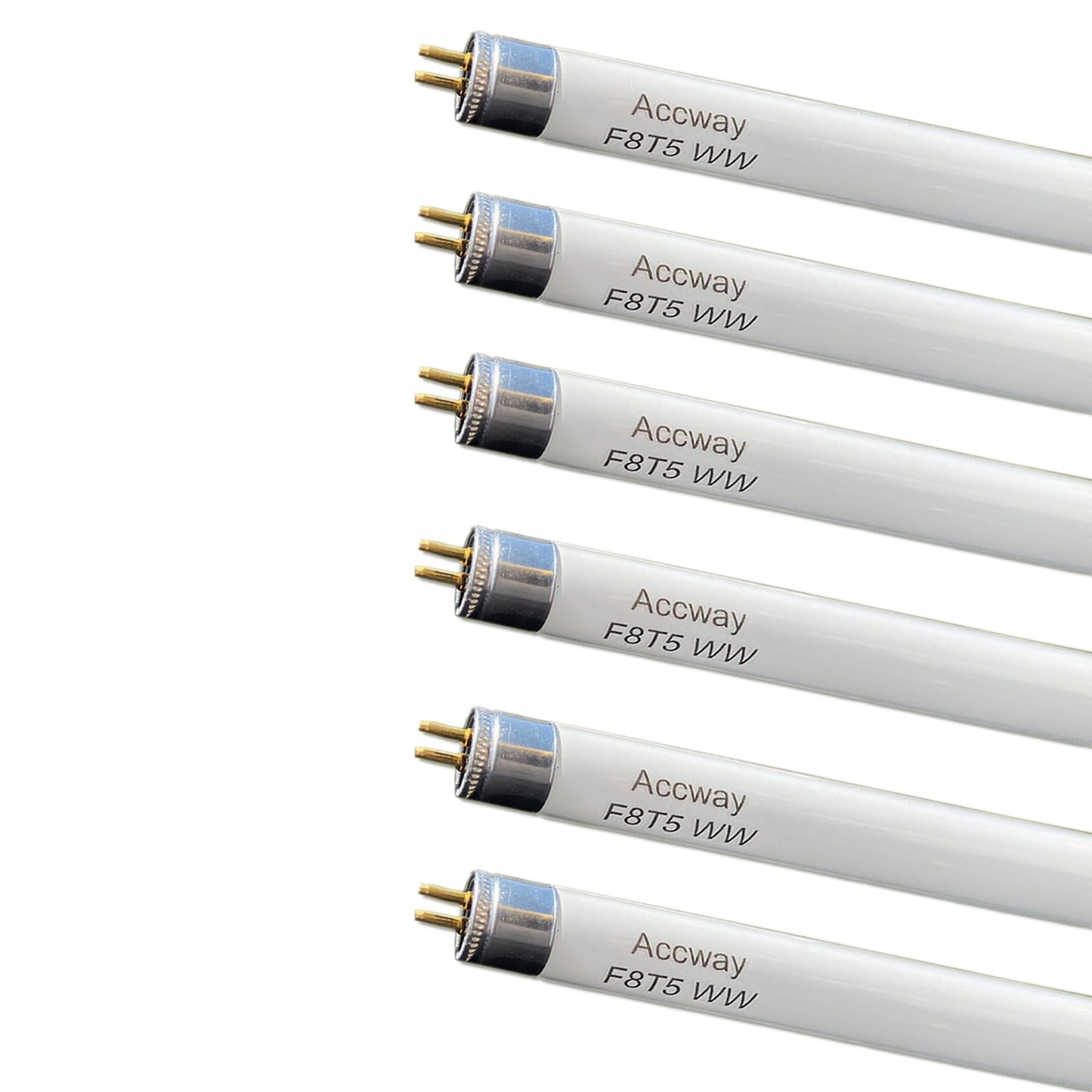 Accway (6 Pack) F8T5/WW 12’’ Linear Fluorescent Light Bulb, 8W Warm White T5 Tube, 3000K Soft White Lamp, G5 mini Bi Pins Base Replacement for Under