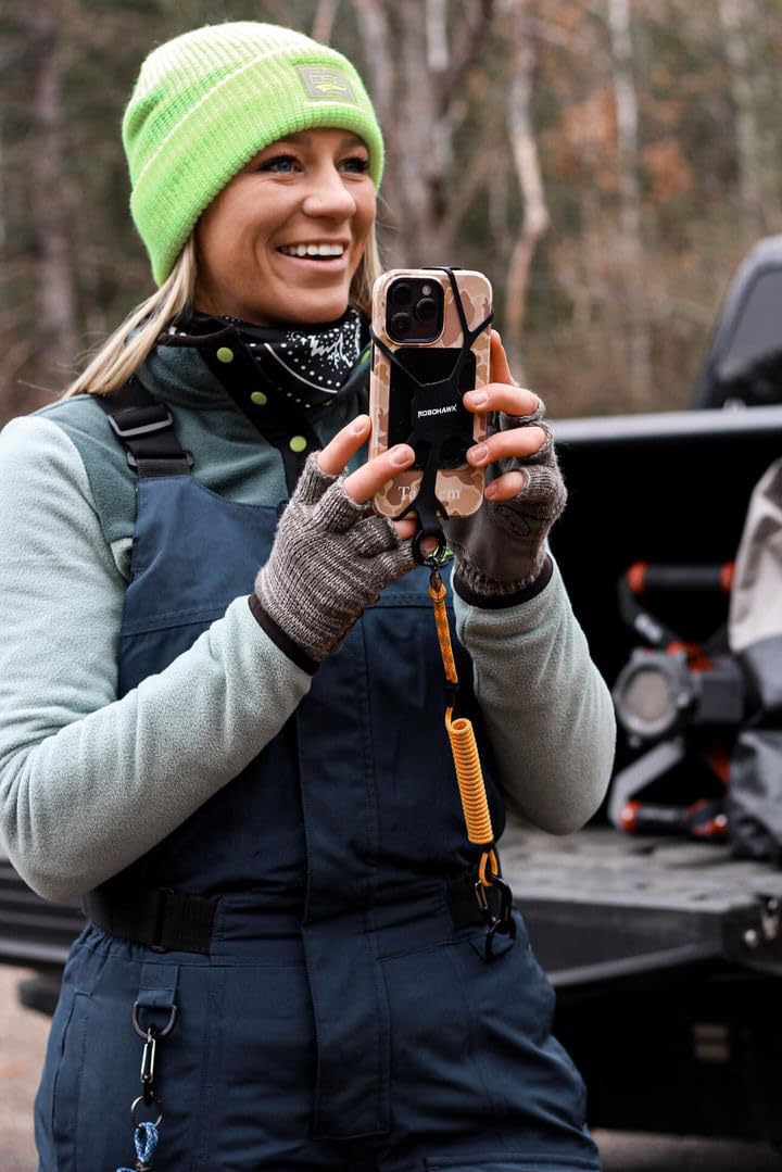 Robohawk Talon Universal Phone Harness and Tether System | Smartphone Lanyard for Fishing, Hiking, Skiing, Kayaking, and Outdoors - 4ft Stretch - Case