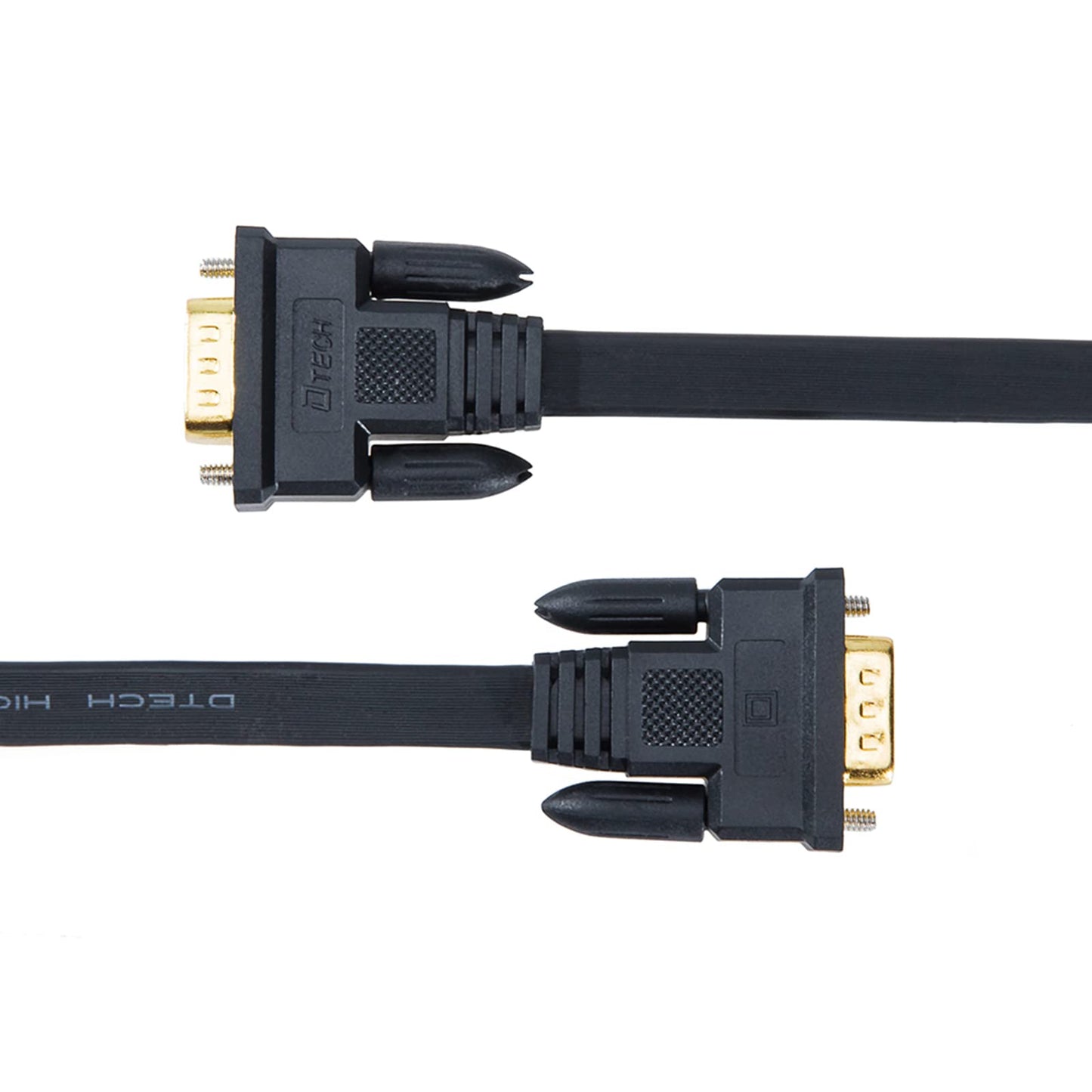 DTech Thin Computer Monitor VGA Cable 6ft Standard 15 Pin Connector Male to Male VGA Cord Flat Wire for Desktop (6 Feet, Black)
