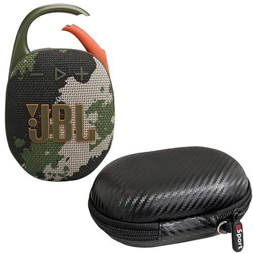 JBL Clip 5 Ultra Portable Bluetooth Speaker with gSport Carbon Fiber Case (Camo)