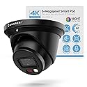 Amcrest 4K Night Color AI Turret IP PoE Camera 49ft Full Color Nightvision, Security IP Camera, Built-in Microphone, Human Detection, Perimeter