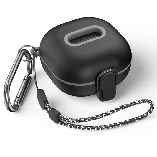Secure Lock Case for Samsung Galaxy Buds 2 Pro/ Buds 2/ Buds Pro/ Buds Live, WOFRO Shock-Absorbing Protective Cover TPU Hard Shell with Lanyard