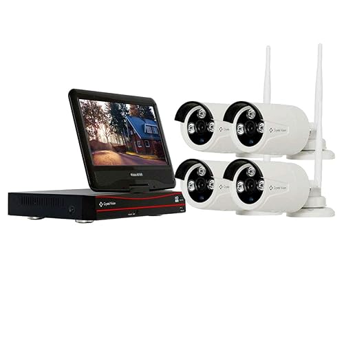 (2026 Upgraded Ver.) [8CH] Crystal Vision CVT804A-20WB All-in-One 1080P Full HD Wireless Surveillance System NVR CCTV w/Built-in Monitor & Router, 3MP