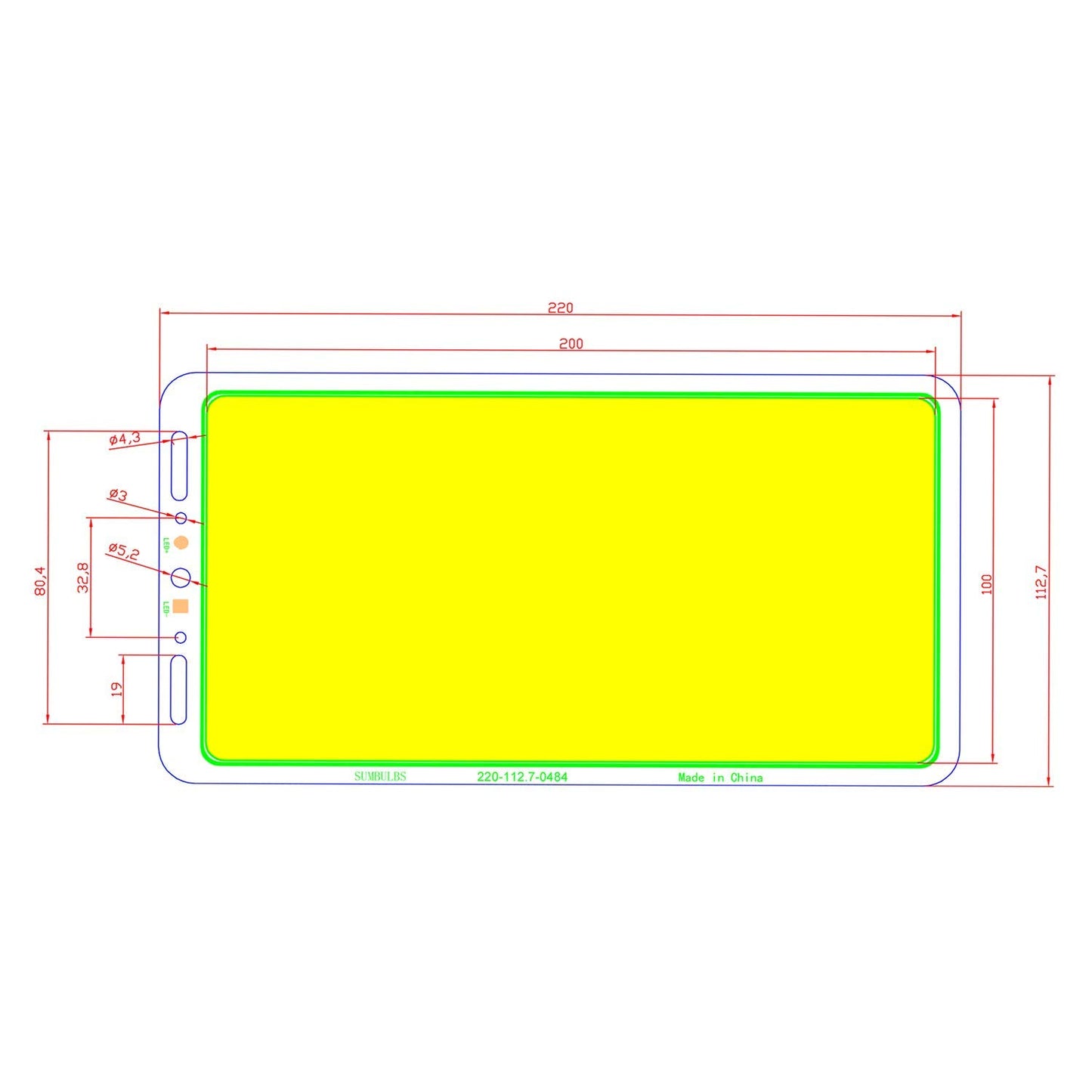 symbuth 1pcs Super Bright Tube DC12V 70W 8.6x4.4in COB Panel Strip Module Super Bright LED Light for DIY Outdoor Hiking Camping Lamp Flood Bulb, Cold