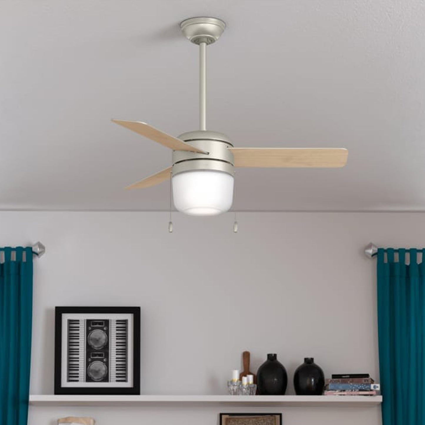 Hunter Fan 42 inch Contemporary Matte Nickel Indoor Ceiling Fan with Light Kit (Renewed)