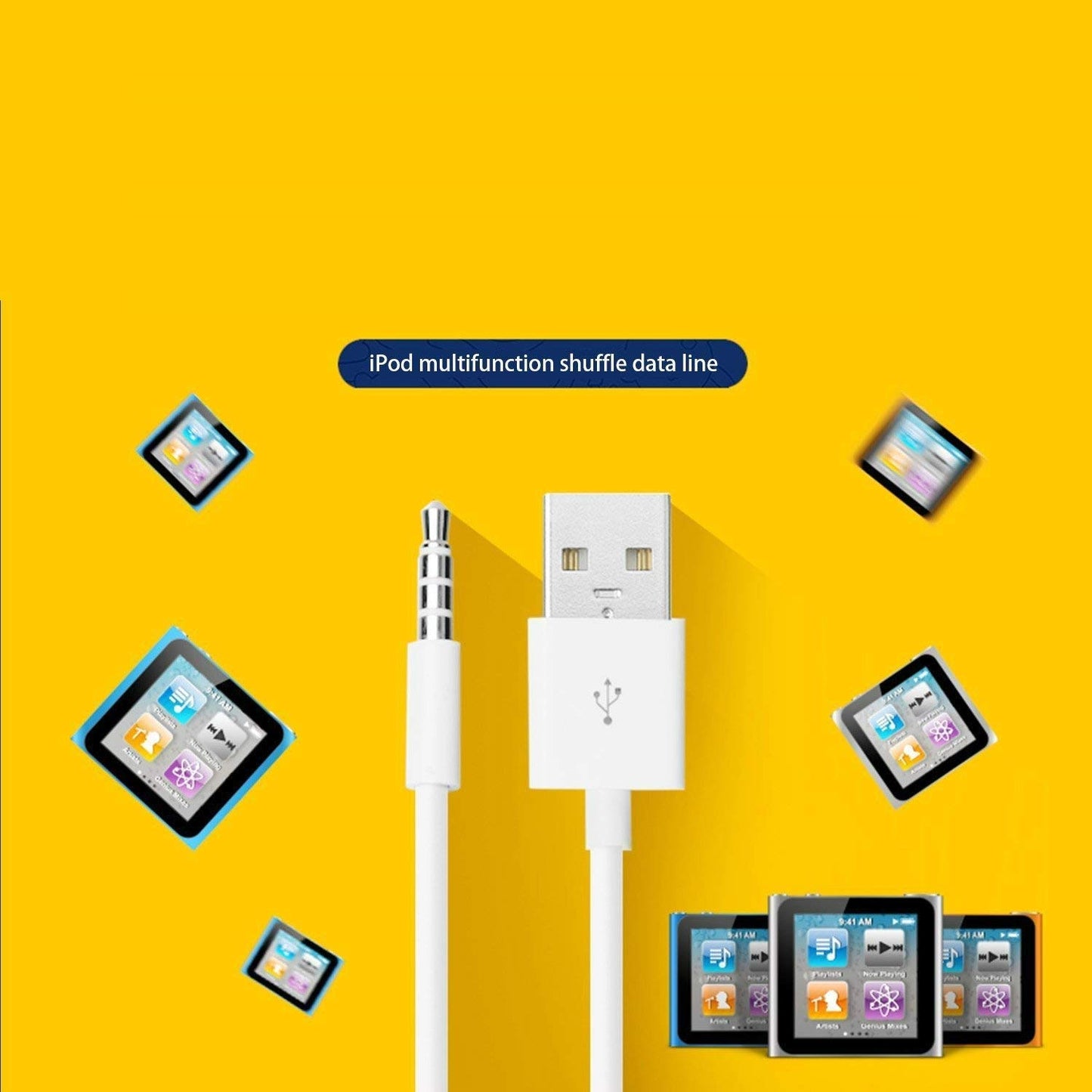 Shuffle USB Charger - Shuffle Charging [2-Pack] Charge SYNC Date Cable, Work with Shuffle 3rd, 4th, 5th, 6th Generation (White)