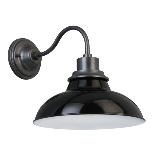 Design House 588566-GBG Hamilton Industrial Farmhouse 1-Light Indoor/Outdoor Wall Mount 12-Inch Light with Metal Shade for Porch Entryway Kitchen