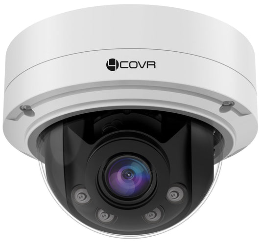 4COVR 5MP PoE Security AutoFocus Vandal Dome IP Wired Camera with Mic, 2.8-12mm Varifocal Lens 4X Optical Zoom UHD, IK10 Vandal-Proof 130ft IR Night