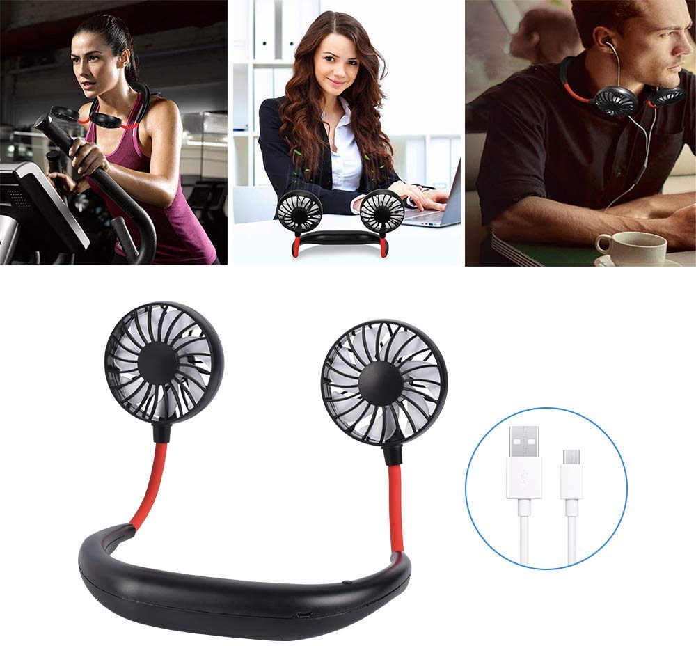 Neck Fan Portable- Neckband Fan USB Charging Hand Free - Personal Perfume Mini Sport Fan - Rechargeable with 3 Speeds Adjustable and LED Light