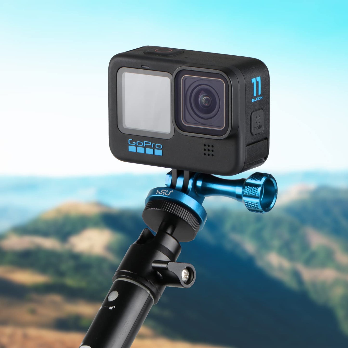 HSU Aluminum Alloy Metal GoPro Tripod/Monopod Mount with Aluminum Thumbscrew for GoPro Hero 13, 12, 11, 10, 9, 8, 7, 6, 5, 4, 3+, 3, 2, 1 HD, AKASO