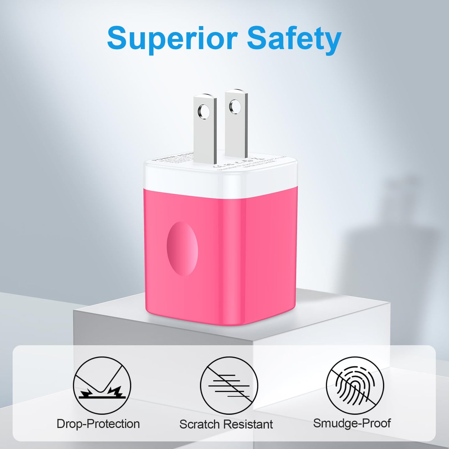 USB Wall Charger Block 2-Pack, 5V 1A Power Adapter for iPhone 14/13/12/11/XS/8 Plus, Samsung Galaxy S23/S22/S21/S10/S9, Google Pixel, USB Cube