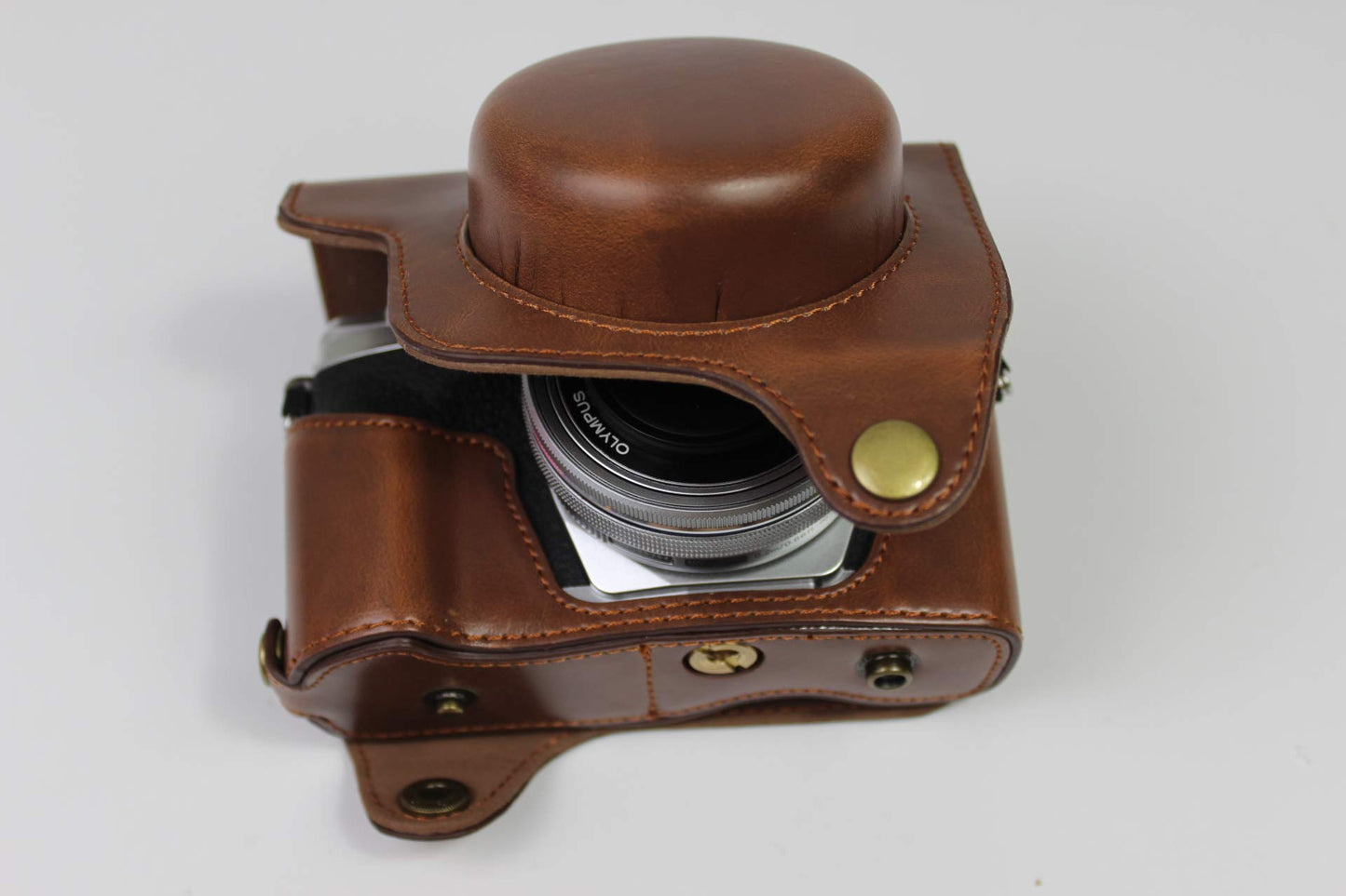 E-M10 Mark IV Case, BolinUS Handmade PU Leather Fullbody Camera Case Bag Cover for Olympus OM-D E-M10 Mark IV with 14-42mm EZ Lens Bottom Opening