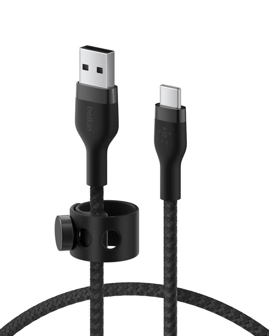 Belkin BoostCharge Pro Flex Braided USB-C to USB-A Cable (1M/3.3FT) USB-IF Certified Fast Charging Cable for iPhone 17, iPhone 17 Pro, iPad, Galaxy