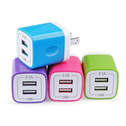 Charging Block Brick, USB Plug, NonoUV 4Pack Dual Port Fast USB Wall Charger Travel Adapter Box for iPhone 17 16 15 14 13 12 11 Pro Max SE XR XS X 8 7