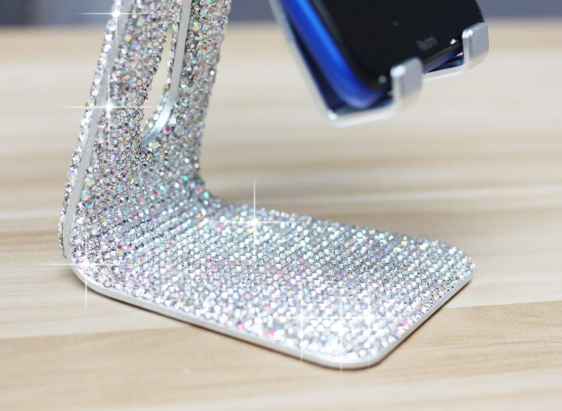 CARCHILE SZ Bling Rhinestone Crystal Adjustable Cell Phone Stand, Phone Holder for Desk, Phone Desktop Holder Stand Compatible with iPhone IPAD