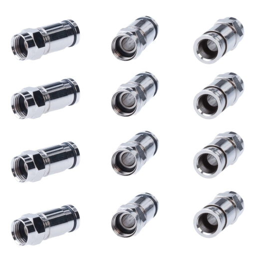 SATMAXIMUM RG6 F Type Compression Connector, All-Metal Coaxial Fitting Plug for Satellite & Cable TV - Compatible with Standard Compression Tools, 0.3