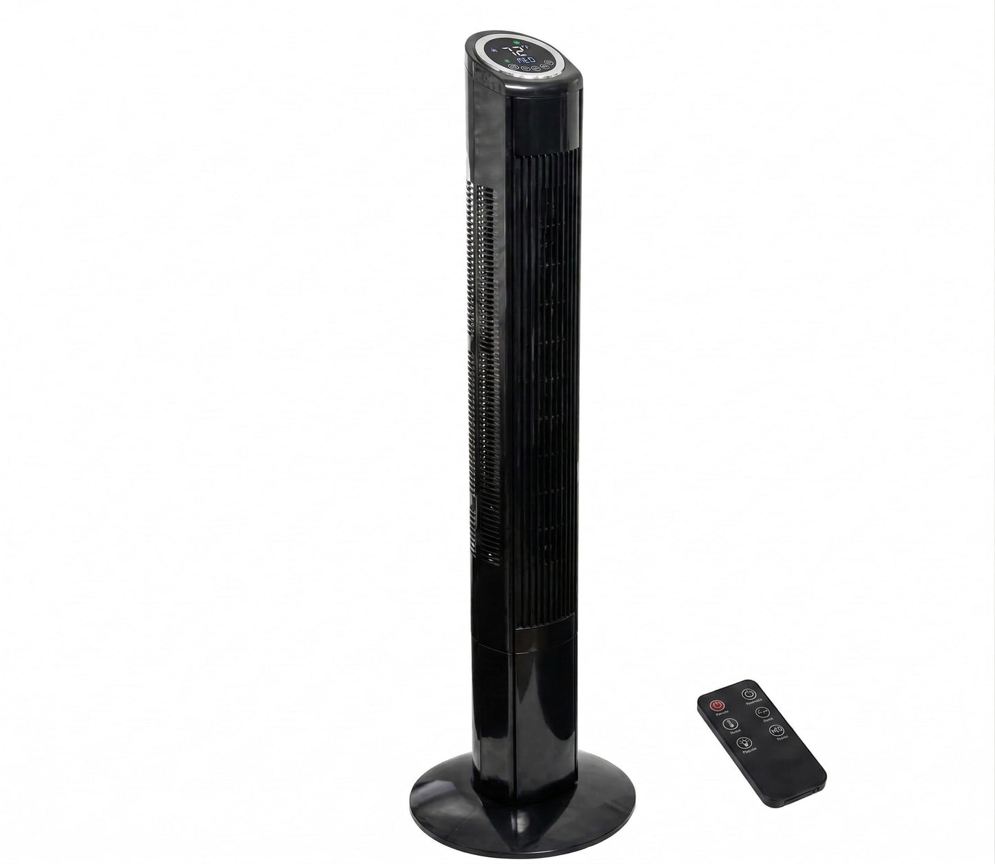 Hazel 49" Oscillating Tower Fan with Remote - Quiet 3-Speed, Black