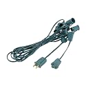 Novelty Lights 20 Foot C9 Outdoor String Light Christmas Stringer - Patio String Lights - Intermediate Base (C9/E17) - 24" Spacing - Green Wire