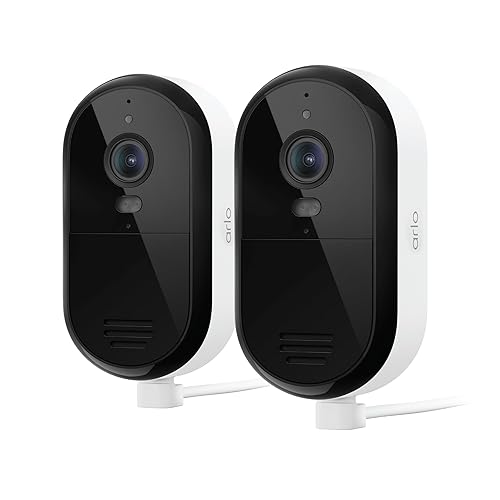 Security Camera Outdoor Wired 2-Pack - Arlo Essential 2K Surveillance Camera with Person Detection, Package Alert, Color Night Vision, 2-Way Audio