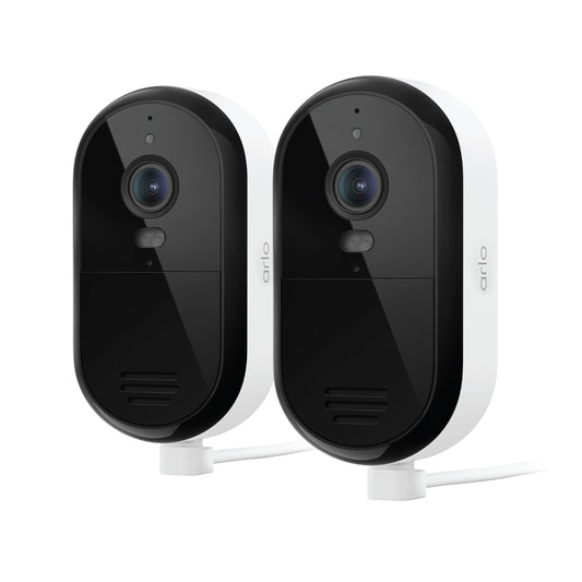 Security Camera Outdoor Wired 2-Pack - Arlo Essential 2K Surveillance Camera with Person Detection, Package Alert, Color Night Vision, 2-Way Audio