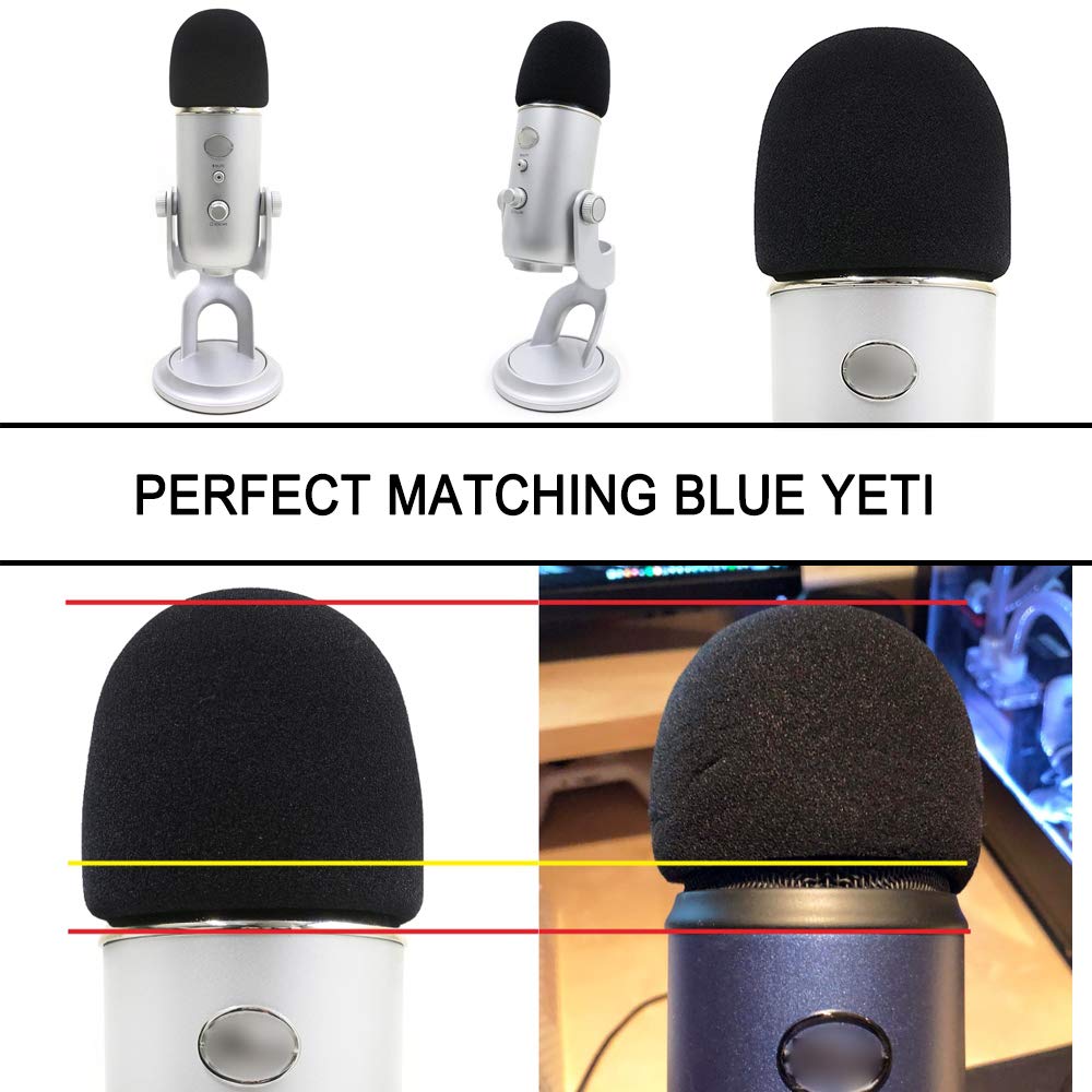 SUNMON Microphone Foam Windscreen Cover for Blue Yeti, Yeti Pro and Yeti X Microphones, the Mic Pop Filter Mask Shield also suit MXL and Audio