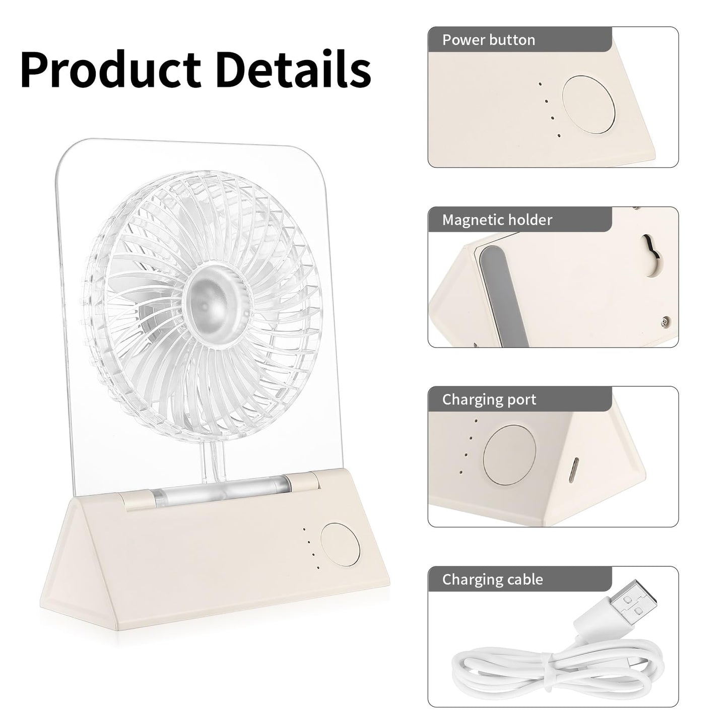 7 Led Color Cruise-Approved Magnetic Fan Compact Powerful Quiet Stateroom Fan for Ultimate Comfort on Board Travel Portable (white)