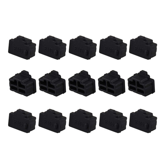 Futheda 15PCS Silicone Ethernet Hub Port RJ45 Anti Dust Cover Cap Protector Connector Plug Compatible with Computer TV Router Black