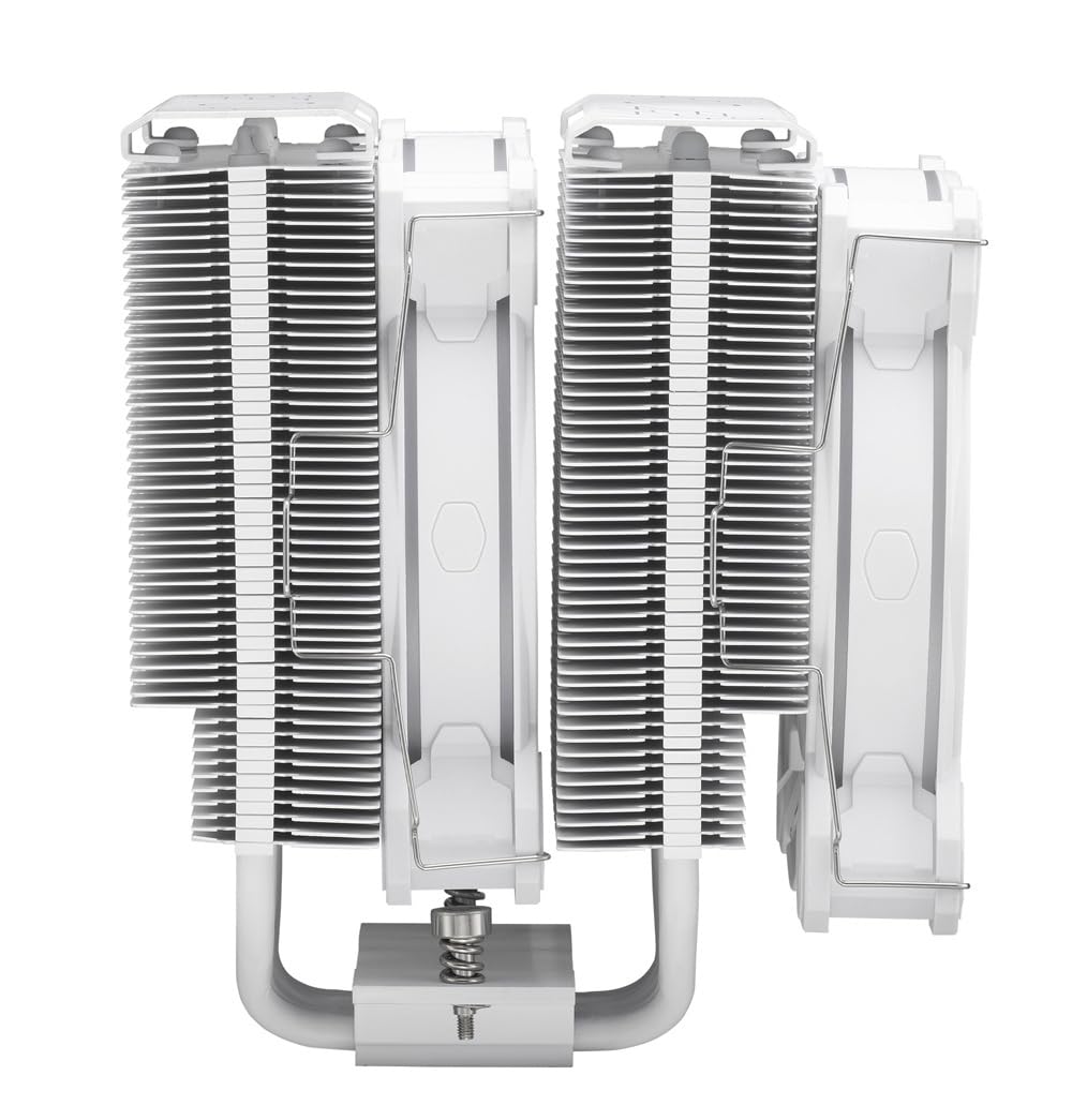 Cooler Master Hyper 622 Halo White Dual Tower CPU Air Cooler, 120 Halo² PWM Fan, Dual Loop ARGB, 6 Copper Heat Pipes, Nickel-Plated, 154mm Tall, AMD