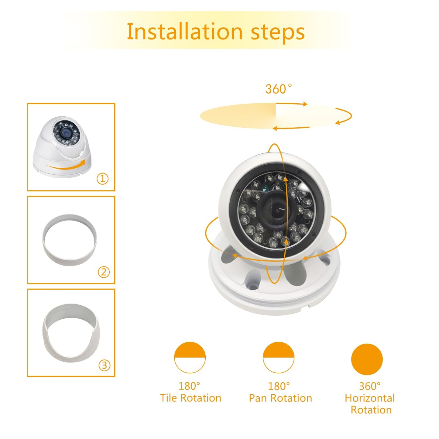 Analog CCTV Camera HD 1080P 4-in-1 (TVI/AHD/CVI/960H Analog) Security Dome Camera Outdoor Metal Housing, 24 IR-LEDs True Day & Night Monitoring 3.6mm