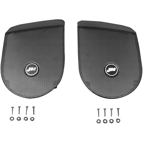 J&M Saddlebag Lid Speaker Grill Set for Harley Davidson 1998-2013 or BadDad Speaker Lids - Black - One Size