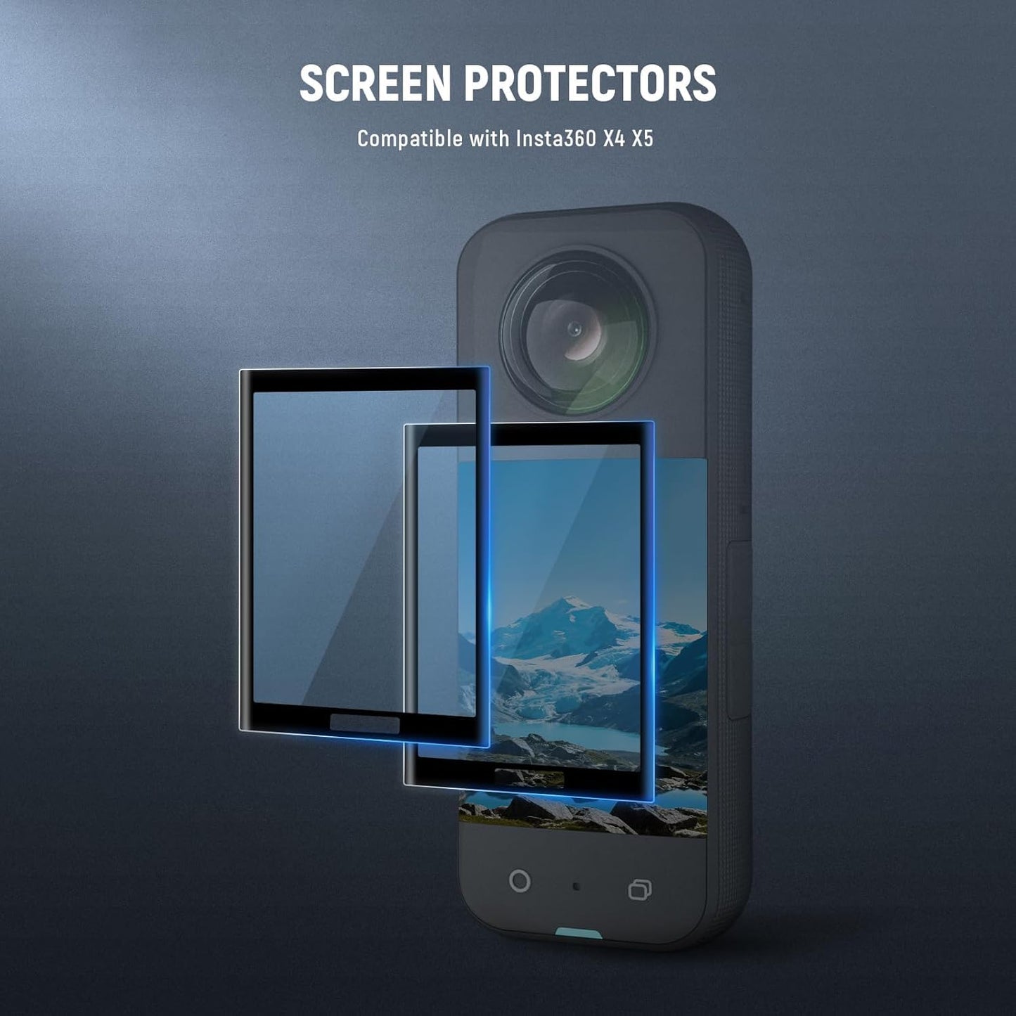 NEEWER X4/X5 Screen Protector Accessories Kit (2 Pack) Compatible with Insta 360 X5 Insta360 X4 Action Camera, 9H HD Anti Scratch Tempered Glass