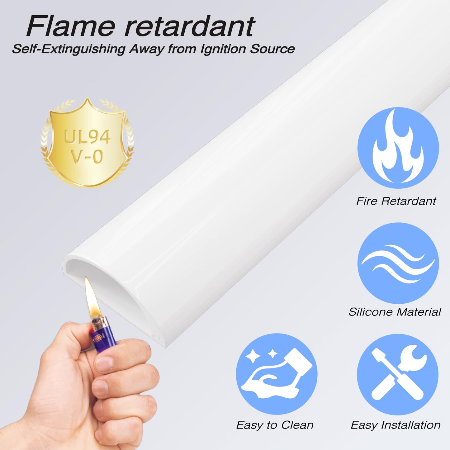 39" Silicone Cord Hider for 2-3 Cords,Flexible Side-Opening Self-Adhesive Cord Covers for Wires on Wall Mount TV,Easier Setup for Home Office Cable