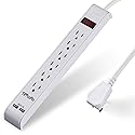 Power Strip Surge Protector with 6 Outlets & 2 USB Ports, 8 Feet Extension Cord, Flat Plug Outlet Strip, 1000 Joules Surge Protection, Wall Mount
