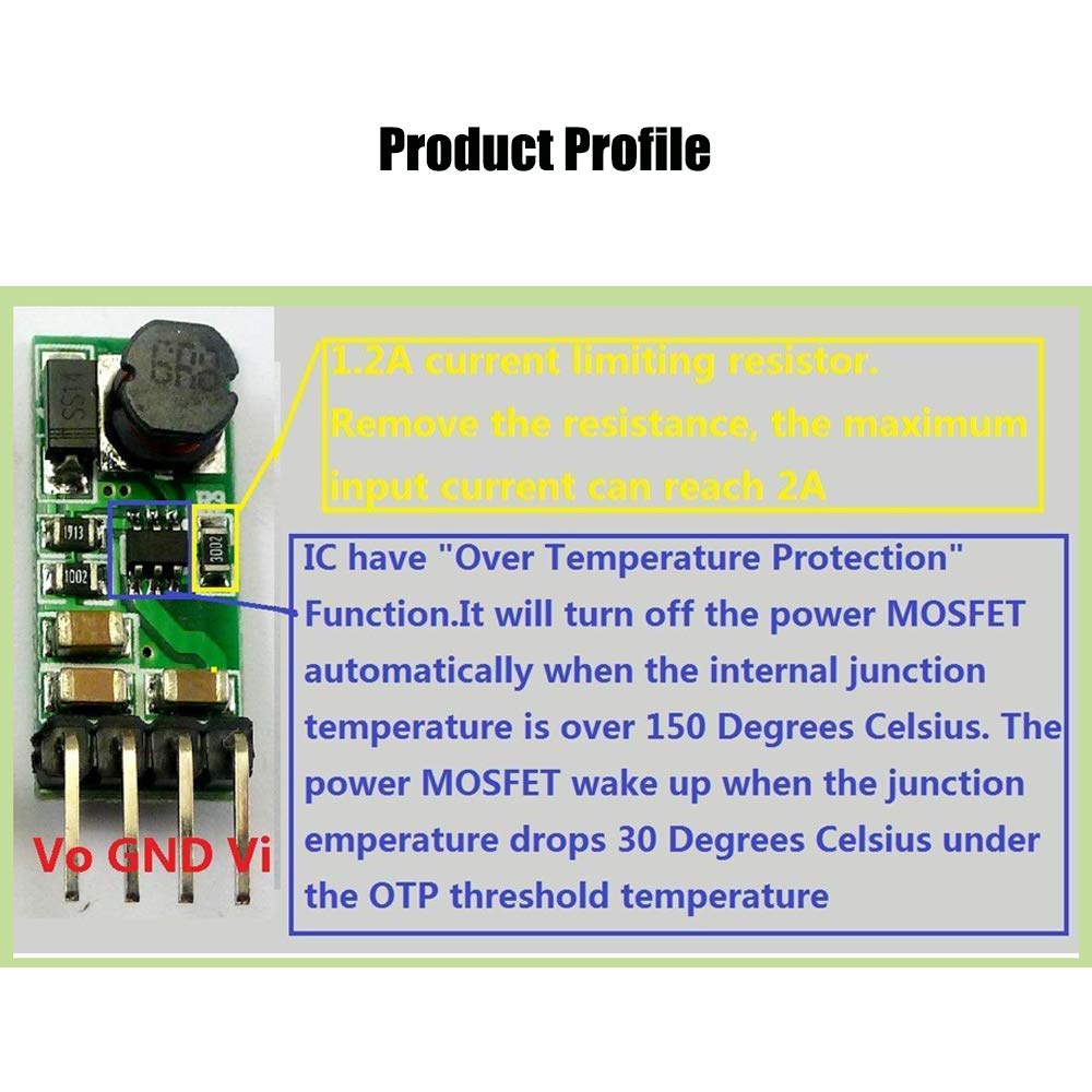 KOOBOOK 2Pcs Mini DC-DC Boost Step-up Power Supply Module 3.3V 3.7V 5V 6V 7.2V 9V to 12V Voltage Regulator Converter