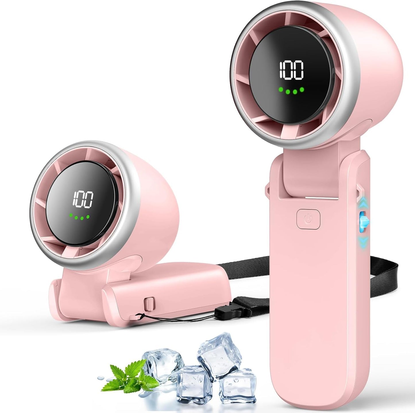 Portable Handheld Turbo Fan, 5 Gear High Speed USB-C Rechargeable Fan, 4000mAh Rechargeable Mini Personal Hand Fan Blow Cold Air, Battery Operated