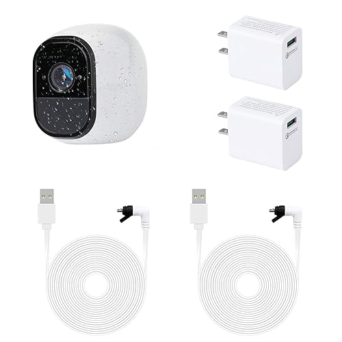 2Pack Power Cable for Arlo Pro and Arlo Pro 2, 16.4Ft/5m Weatherproof USB Cable, with Quick Charge 3.0 Power Adapter Continuously Charging Your