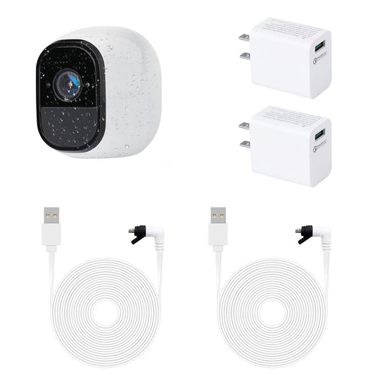 2Pack Power Cable for Arlo Pro and Arlo Pro 2, 16.4Ft/5m Weatherproof USB Cable, with Quick Charge 3.0 Power Adapter Continuously Charging Your