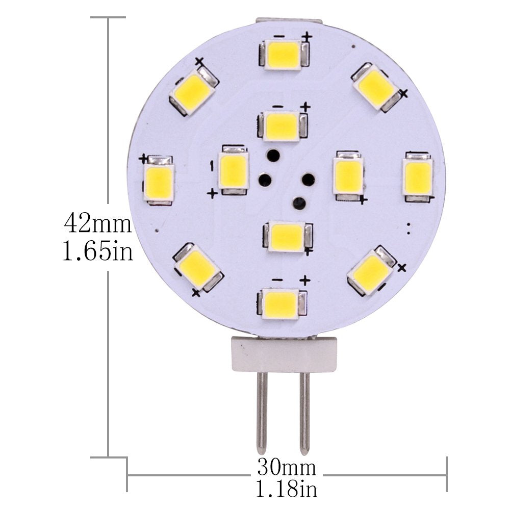 WeiXuan G4 LED Bulb, 35 Watt Equivalent, Bi-Pin LED Disc, JC Side Pin, 12V-24V AC/DC Low Volt, CRI>85, 350 Lumens, Pack 5 (Warm White)