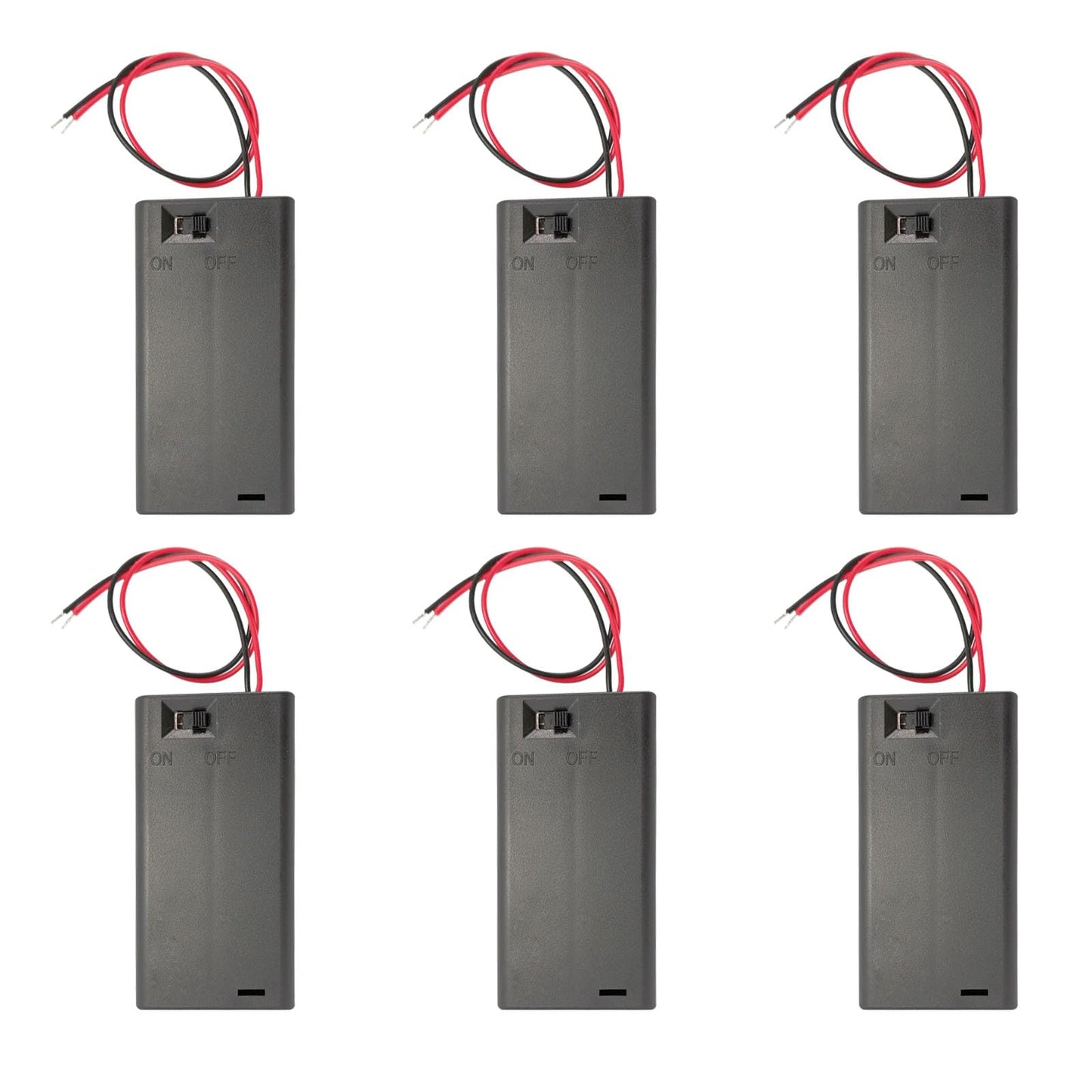2AA Battery Holder, 6 Pcs 2 x 1.5V AA Battery Case with Switch, 2X 1.5V AA Battery Caddy Wire Leads for Electronic DIY