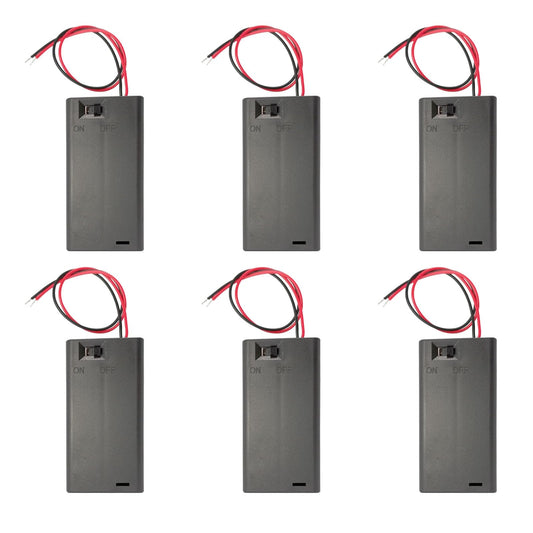 2AA Battery Holder, 6 Pcs 2 x 1.5V AA Battery Case with Switch, 2X 1.5V AA Battery Caddy Wire Leads for Electronic DIY
