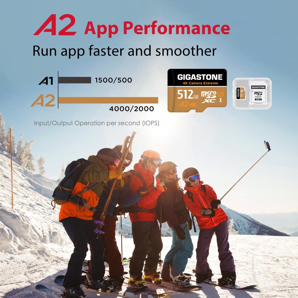 ?5-Years Data Recovery? GIGASTONE 512GB Micro SD Card, 4K Camera Extreme, MicroSDXC Memory Card for GoPro, Action Camera, DJI, UHD Video, Speed up