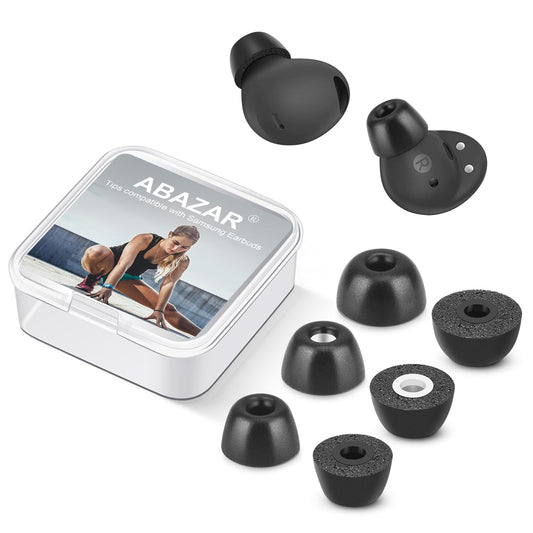 ABAZAR Memory Foam Tips for Samsung Galaxy Buds 2 Pro, No Silicone Eartips Pain, Anti-Slip Replacement Ear Tips, Fit in the Charging Case, Reducing