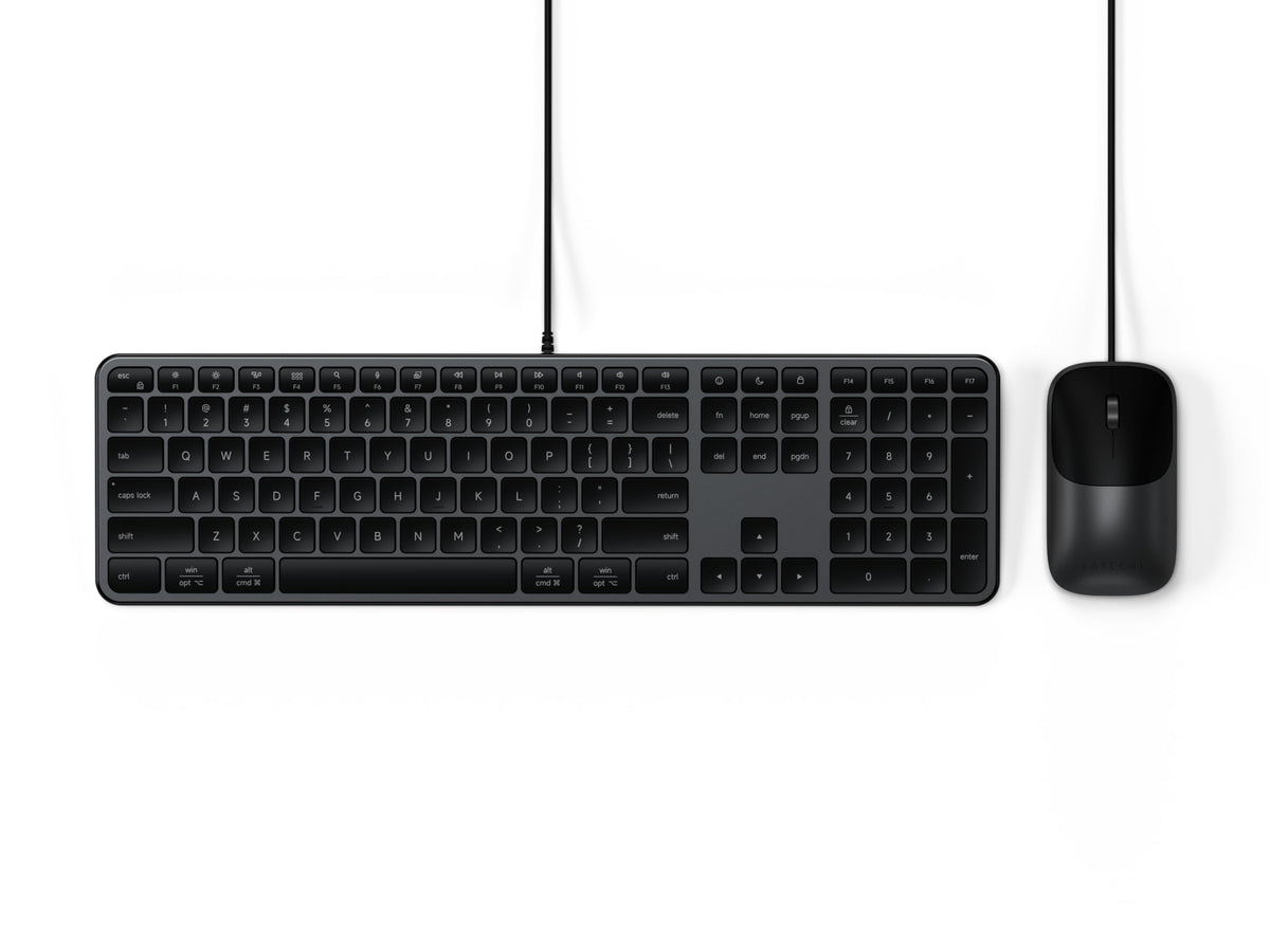Satechi Slim CLX3 Wired Keyboard & Mouse Combo, USB-C, Space Black