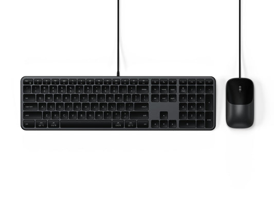 Satechi Slim CLX3 Wired Keyboard & Mouse Combo, USB-C, Space Black