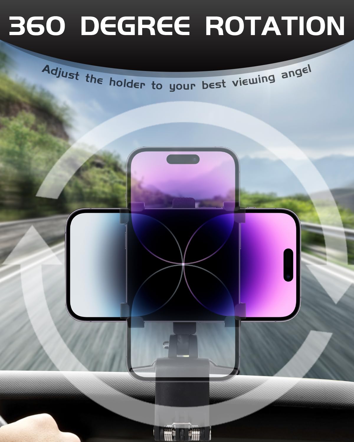 Bawyot Car Phone Holder Dashboard Phone Mount 360 Degree Rotation Multifunctional Clip Design Car Universal Phone Mount Compatible with 4-7 inch