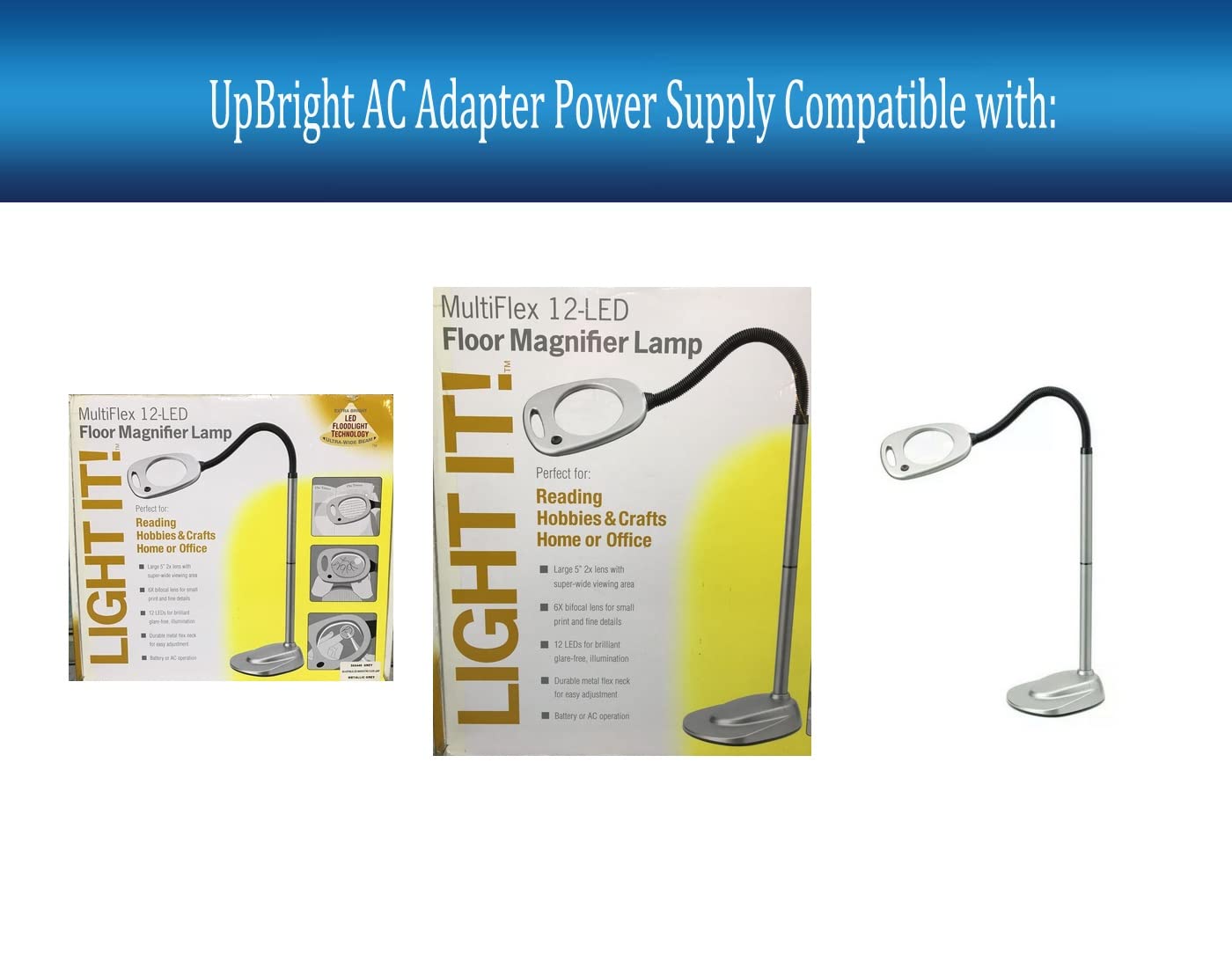 UpBright 4V - 5V AC/DC Adapter Compatible with Fulcrum 20072-401 20072401 Light IT! MultiFlex 12-LED Floor Magnifier Lamp MKS-0400400 MKS0400400 4VDC…
