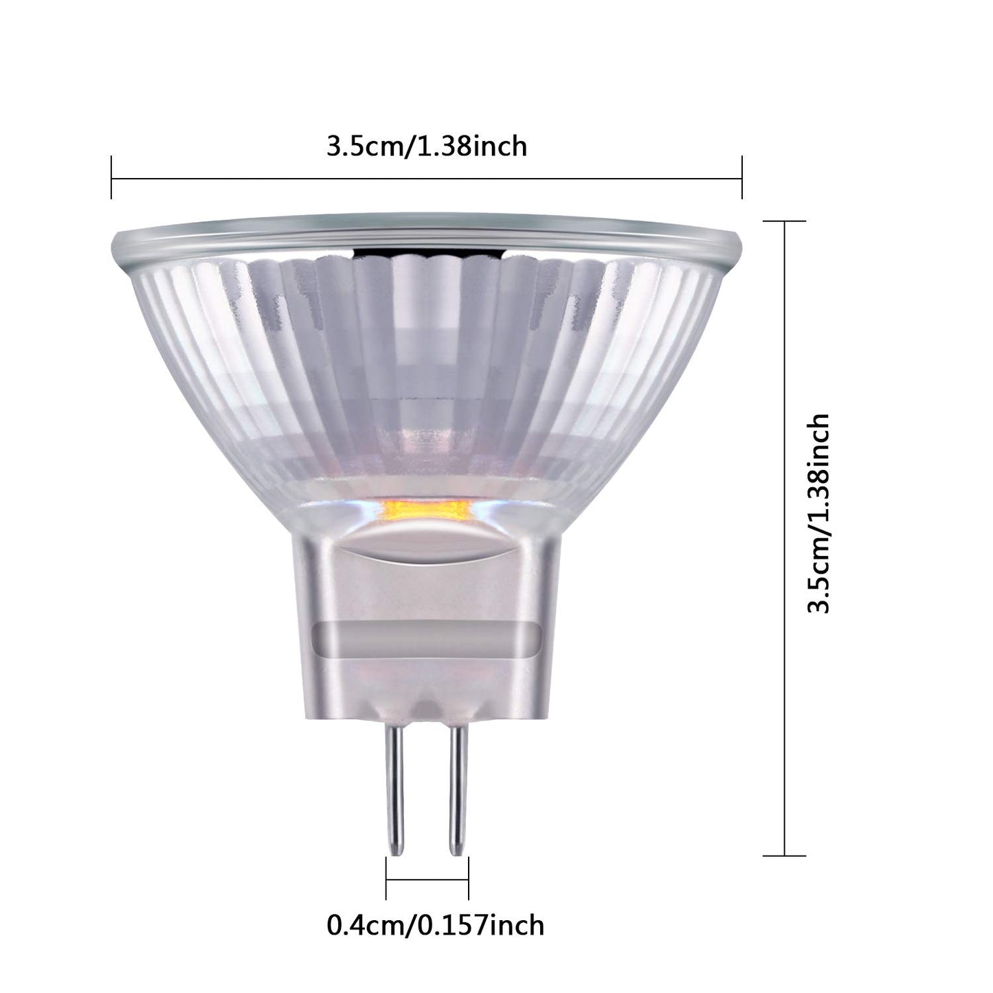 Mudder 10 Pieces Halogen Light Bulbs Mr11 12v FTD Halogen Spotlight Bulbs, Gu4 Bi-pin Base, Glass Cover, Warm White 2700k Dimmable Precision Reflector