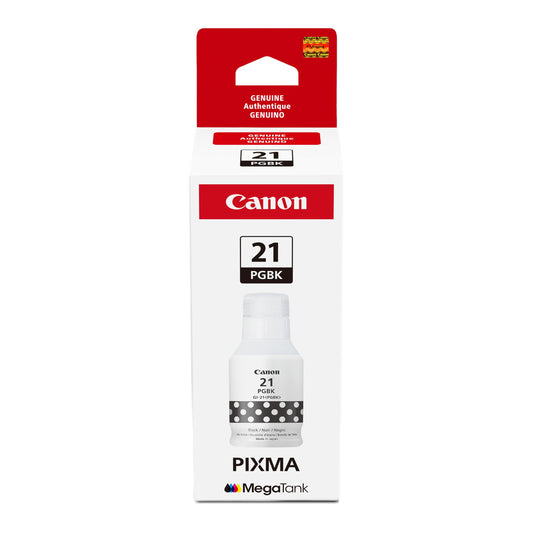 Canon GI-21 Genuine Pigment Black Ink Bottle, Compatible with Megatank PIXMA G1220, G2260, G3260, G1230, G2270, G3270, G4270, G3290, and G4280