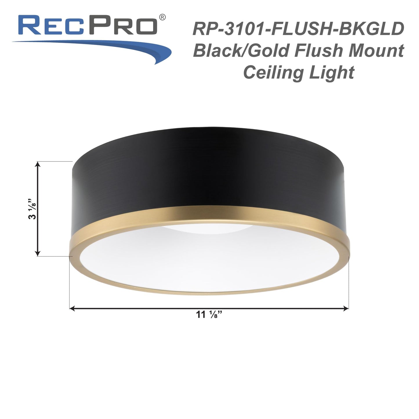 RecPro RV Wall Sconce Light | 12V LED Interior Light Fixture | Satin Black & Gold | Modern Round Globe Design | 3500K Neutral White | Non-Dimmable