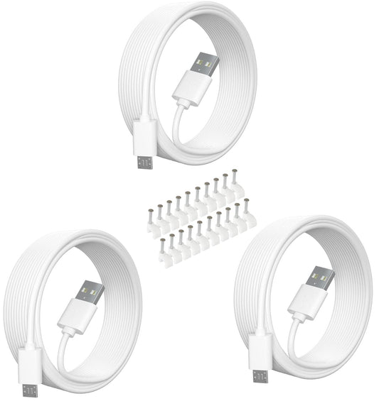 SIOCEN 3 Pack 16.4FT Micro USB Power Extension Cable for Wyze Cam V3,WyzeCam Pan,Yi Camera,Oculus Go,Eufy,Echo Dot Kid Edition,Nest